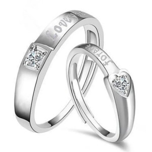 EvaEsh Silver Plated Love Forever Couple Rings