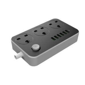 LDNIO 6 USB Charging Port 5V 3.4A Grounding Extension Power Socket (SC3604)