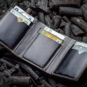 Snug Tri Fold Leather Wallet For Men Charcoal (CC-03)