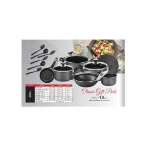 Sonex Classic Nonstick Cookware Gift Set Black - 18 Pcs