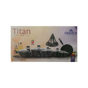 Sonex Titan Nonstick Cookware Gift Set Black - 18 Pcs