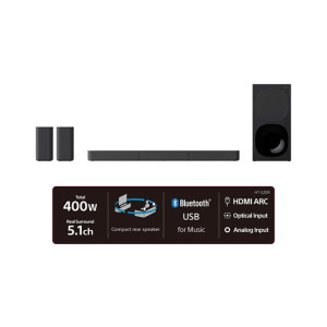 Sony 5.1ch Home Cinema Soundbar System With Bluetooth Black (HT-S20R)