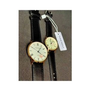 The Smart Store Analog Leather Watch For Couple Brown