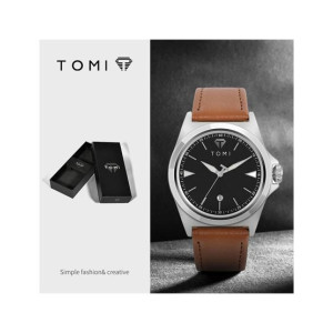 Tomi Urban Classic Leather Watch For Men Brown