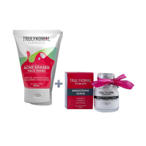 Truly Komal Brightening Scrub + Acne Face wash - Pack Of 2