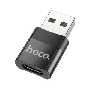 Hoco USB Male to Type-C Female Adapter Black (UA17)