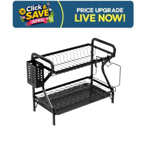 Matrix 2 Tier Dish Drying Rack With Utensil Holder - Black