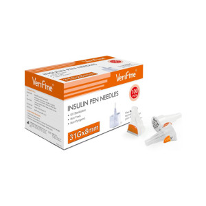 VeriFine 31G 8mm Insulin Pen Needles - 100 Pcs