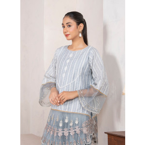 Ahlam Vintage Slate Jacquard Embroidered Printed 2 Piece Suit