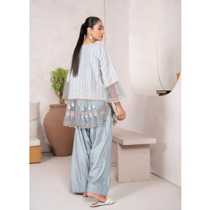 Ahlam Vintage Slate Jacquard Embroidered Printed 2 Piece Suit