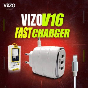 Vizo Fast Charger With Triple USB Ports White (V16)