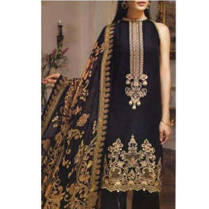 Waqas inc Embroidery Unstitched Lawn 3 Piece Suit (0024)
