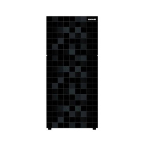 Waves Glass Door Freezer On Top Refrigerator 16 Cu ft Checked Black (WR-316)