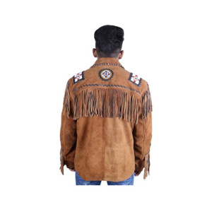 Toor Traders Handmade Western Style Fringe Leather Jacket For Men