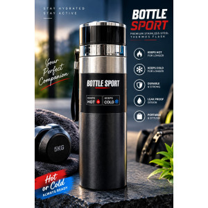 D.A Stainless Steel Thermos Flask Water Bottle Black