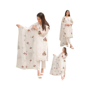 ZamZam 3pc Flower Embroidery Dress For women