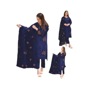 ZamZam 3pc Flower Embroidery Dress For women