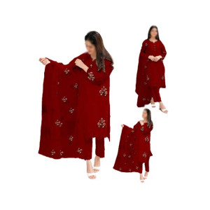 ZamZam 3pc Flower Embroidery Dress For women