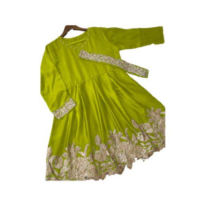 ZamZam Embroided Silk Belt Frock (AC-64)