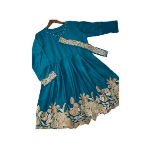 ZamZam Embroided Silk Belt Frock (AC-64)