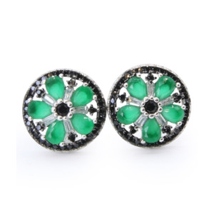 Zed Eye Green Lotus Earrings For Women (ISE109B)
