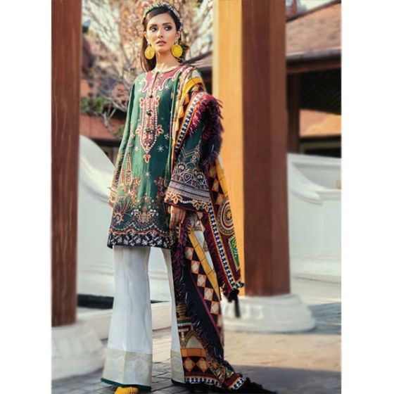 iShopping - Baroque Premium Collection 2020 Embroidered Lawn 3 Piece Green Valley (PL-03)