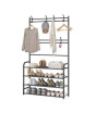iShopping - Muzamil store Entry coat 4-Tier Storage Shelves 8 Hooks Hallway Organizer