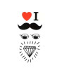 iShopping - M.Mart I Love Mustache Temporary Body Tattoo