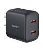 iShopping - Aukey Mini Mobile 2 Port Type C 3.0 20w Power Delivery Charger Black (PA-R1S)