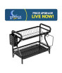 iShopping - Matrix 2 Tier Dish Drying Rack With Utensil Holder - Black