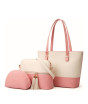 iShopping - Jazzy Stylish Shoulder Hand Bag Pink and White - 3 Piece