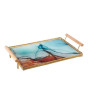 iShopping - Easy Shop Frame Glass Serving Tray With Golden Metal Handle