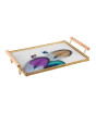 iShopping - Easy Shop Frame Glass Serving Tray With Golden Metal Handle
