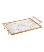 iShopping - Easy Shop Frame Glass Serving Tray With Golden Metal Handle