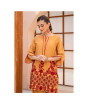 iShopping - Ahlam Mustard Red Stripe Embroidery Raw Silk Suit 2-piece