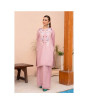 iShopping - Ahlam Heavy Pastel Pink Embroidery Raw Silk Kurta 1-piece