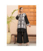 iShopping - Ahlam Black White Mughal Embroidery Raw Silk Suit 2-piece