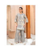 iShopping - Ahlam Floral Gray Gold Embroidery Raw Silk Suit 2-piece