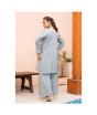 iShopping - Ahlam Smoke Grey Black Embroidery Raw Silk Suit 2-piece