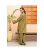 iShopping - Ahlam Mocha Browm Threadwork Embroidery Raw Silk Suit 2-piece