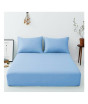 iShopping - Maguari Luxury Cotton Fitted Single Bed Sheet With Pillow Cover Sky Blue