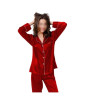 iShopping - Goodsbuy Plain Silk Night Suit Red Wine-Extra Large