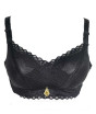 iShopping - Purple Bag Net Lace Soft Double Padded Wireless Pushup Bra Black (0030)