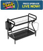 iShopping - Matrix 2 Tier Dish Drying Rack With Utensil Holder - Black