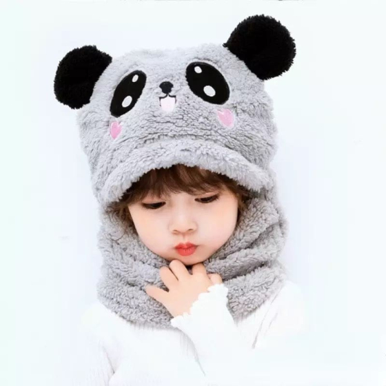 iShopping - SS Mart Winter Children Hat Plus Fleece Kids Wool Caps - Grey
