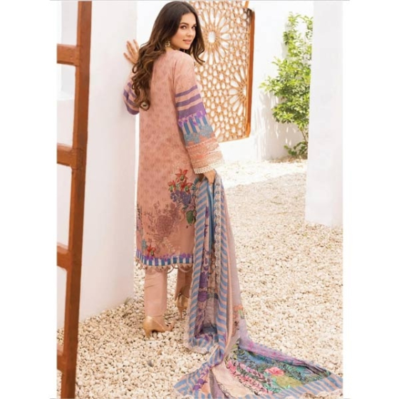 iShopping - Florent Embroidered Unstitched Lawn 3 Piece Suit Peach (F-7A)
