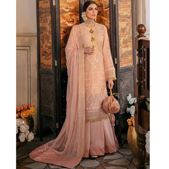 iShopping - Salitex Gulab Dastak Luxury Chiffon Unstitched 3 Piece Suit Pink (HC-23)