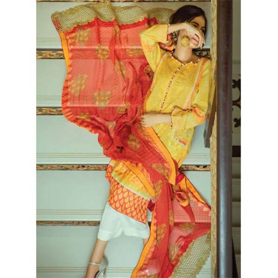 iShopping - Tarzz Zyra Lawn Collection 2020 3 Piece Warm Apricot (L20-F1-04)