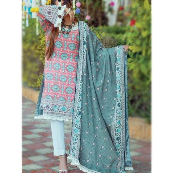 iShopping - Tarzz Zyra Summer Lawn Collection Vol.2 3 Piece Fusion Coral (L20-S2-48)