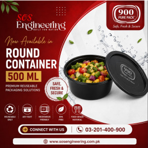 900 Pure Pack 500ml Round Food Container with Lid | Microwave & Freezer Safe | Food Grade Plastic